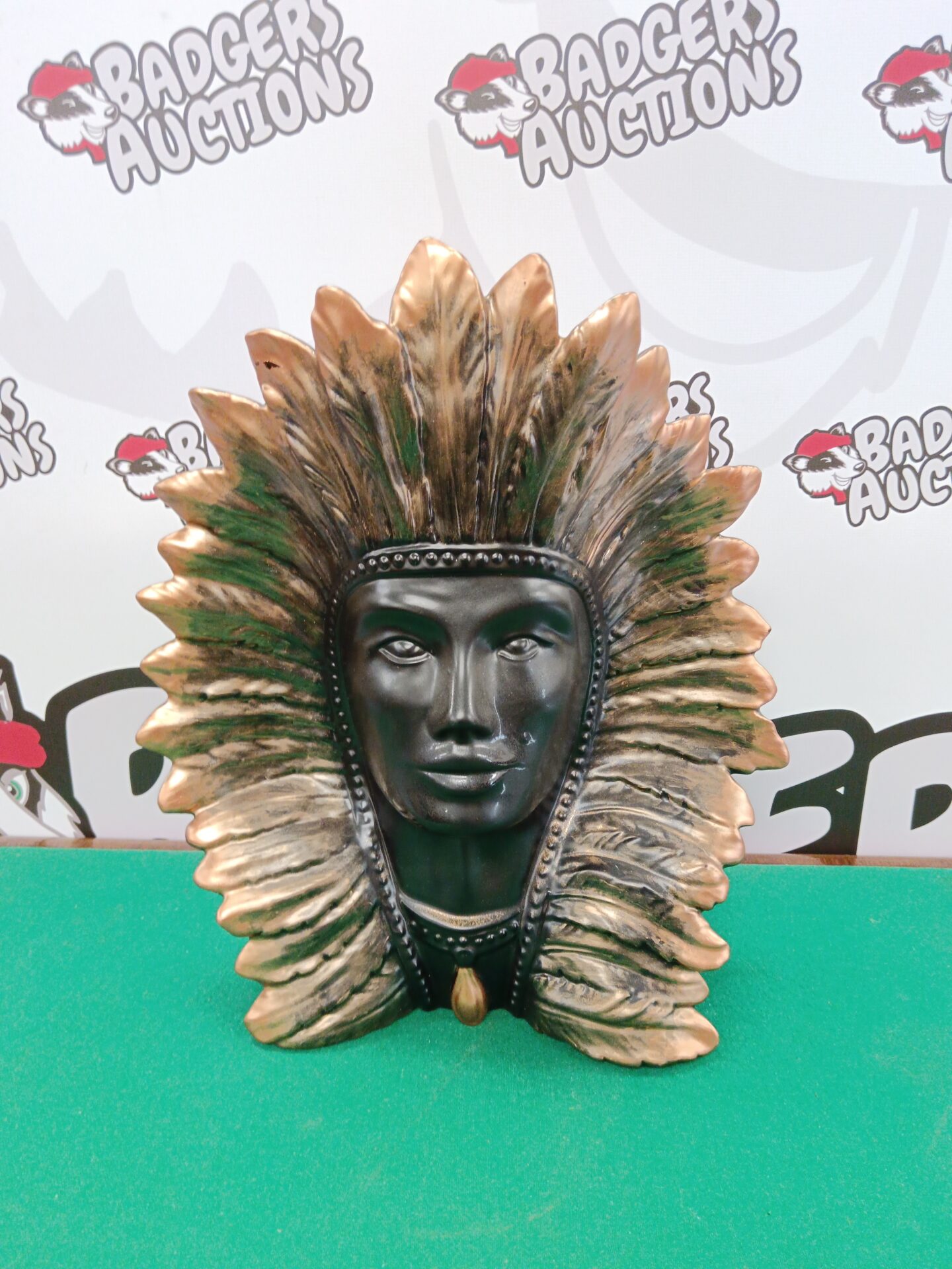 023 Large ceramic bust of a native Indian chief