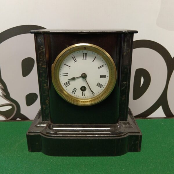Vintage black lacquered mechanical mantle clock working (no key)