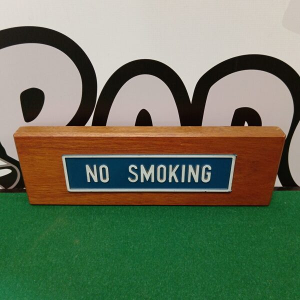 Vintage wooden no smoking plaque for retro decor.