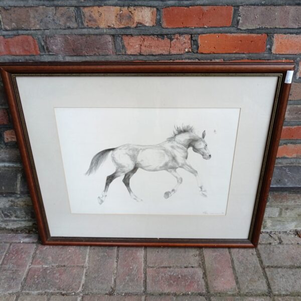 Limited edition L Kieman horse print of a galloping horse.