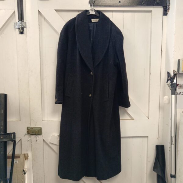 Black Principles ladies long coat size 10, classic winter outerwear.