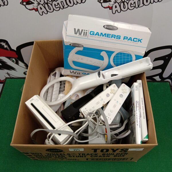 Nintendo Wii console and controllers in a lot for sale.