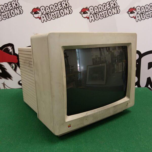 Front view of a vintage Apple RGB colour monitor.