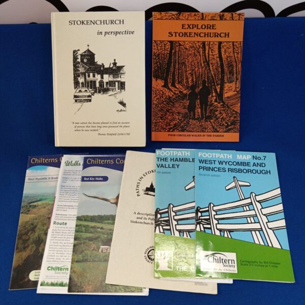 Vintage book covers and maps relating to Stokenchurch walks in the Chiltern Hills.