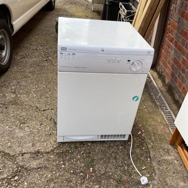 White Creda tumble dryer, vintage appliance for restoration.