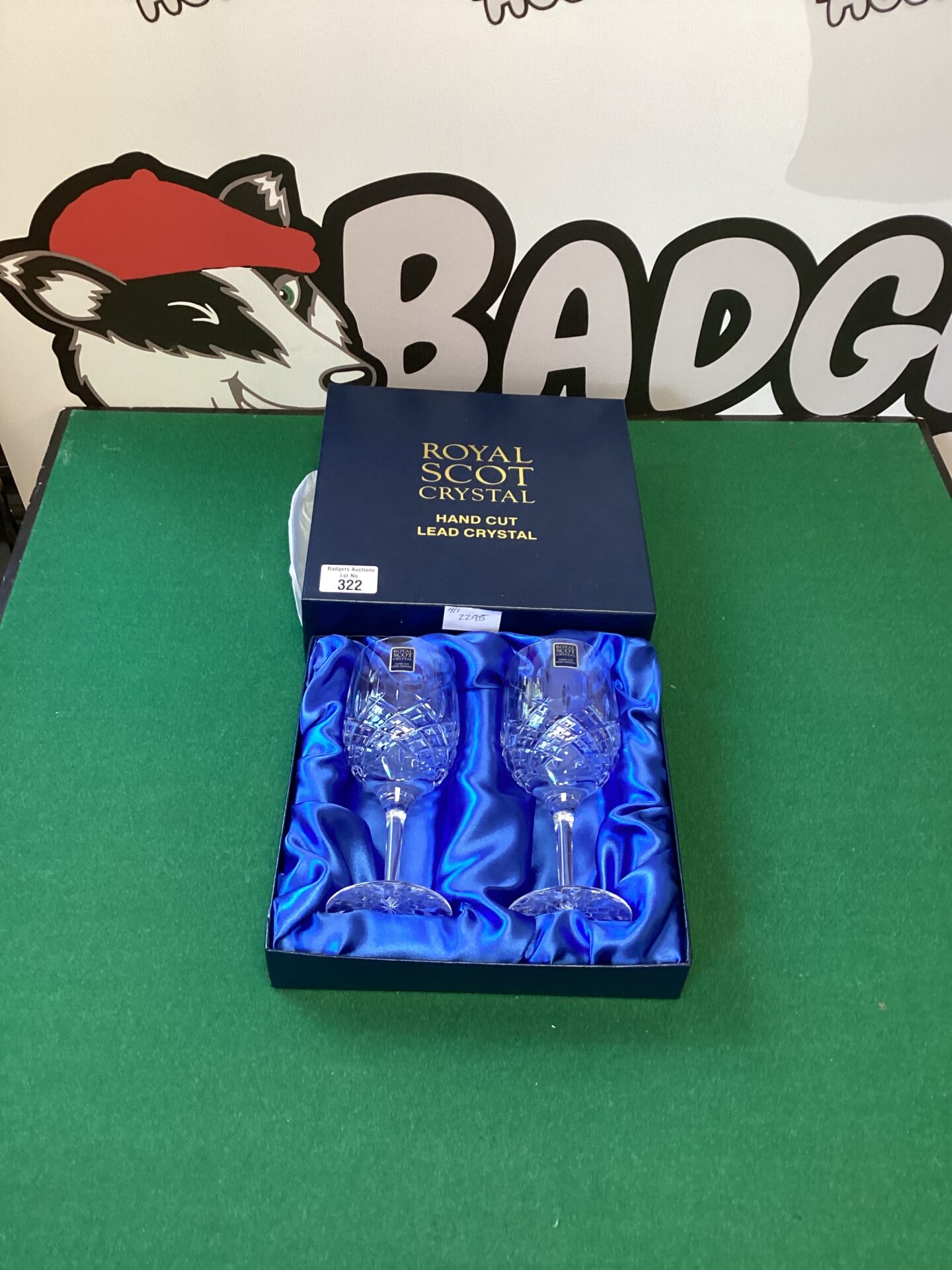 322 Royal Scot Crystal Wine Goblets in presentation case