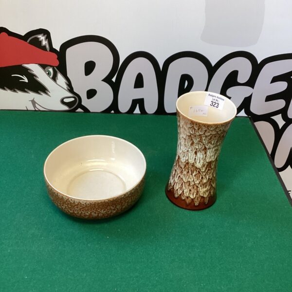 Vintage New Devon pottery bowl with textured finish.