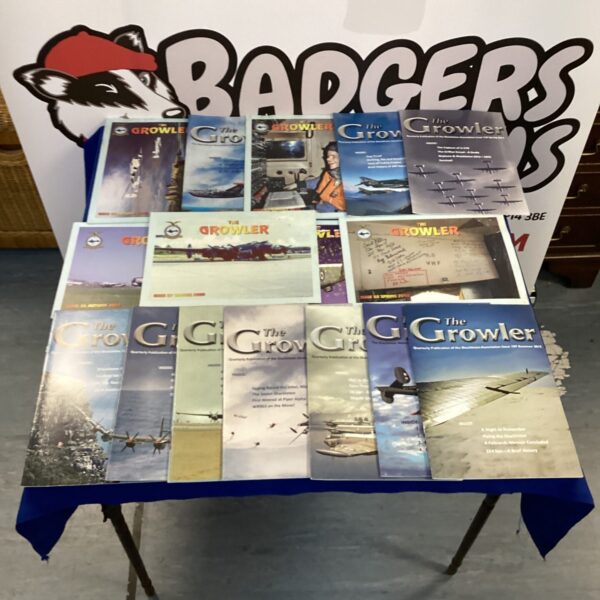 Vintage lot of Growler aviation magazines for collectors.