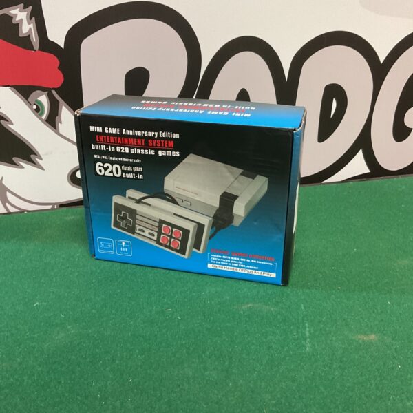 Retro gaming console with 620 built-in classic games.