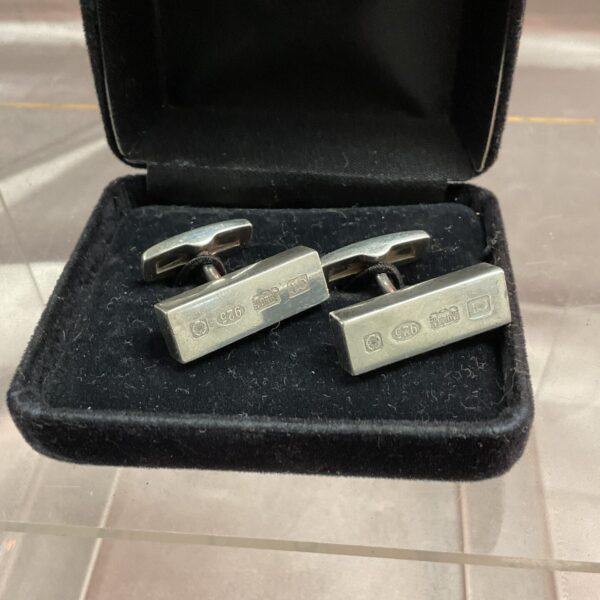 Hallmarked sterling silver ingot cufflinks, vintage men's jewellery.