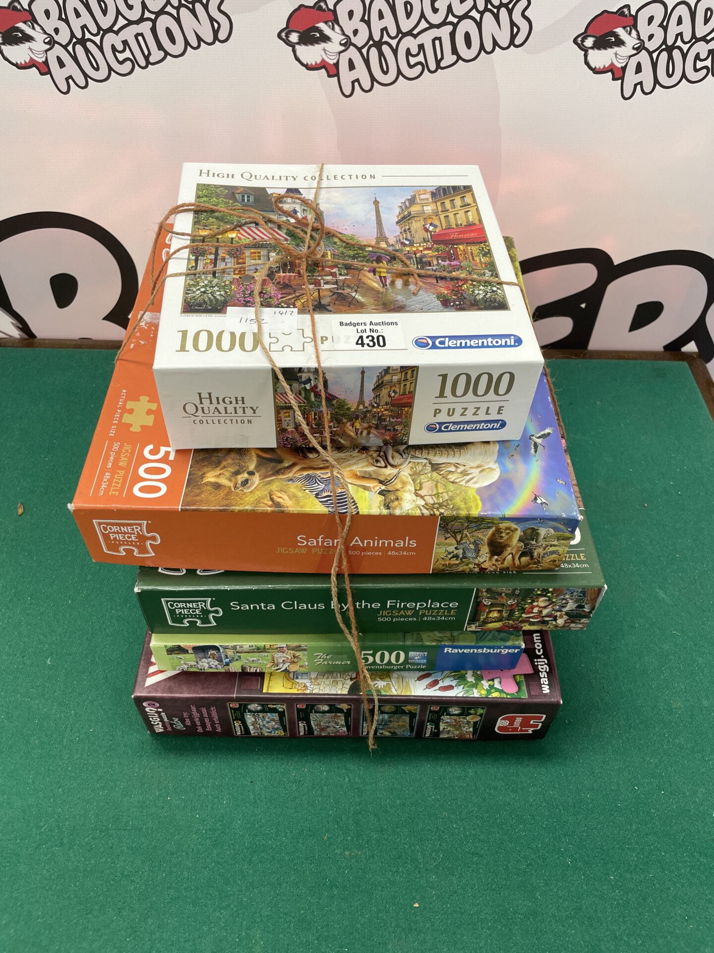 430 collection of 5 puzzles incl. ravensburger, clementoni and corner piece