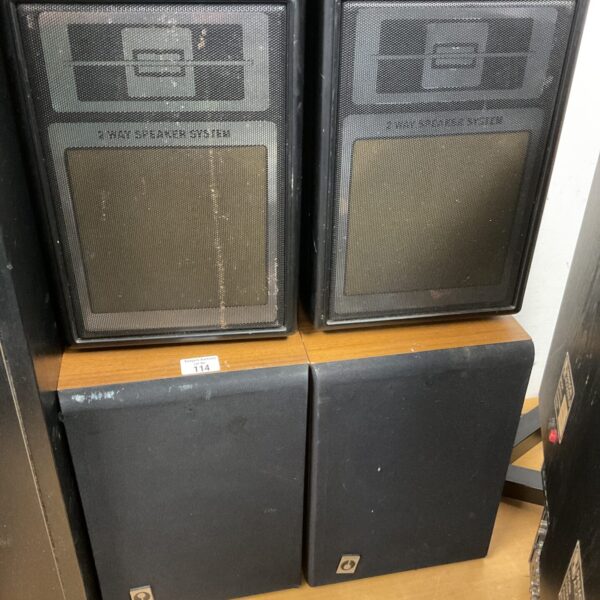 Vintage four-speaker system with dark finish.