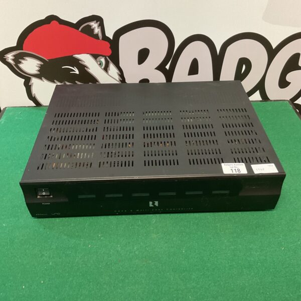 Black Uno Cav 6 multi zone audio controller for home audio systems.