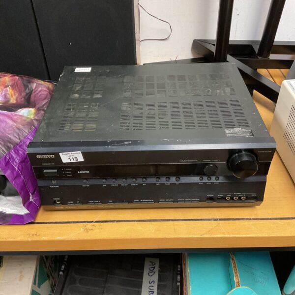 Onkyo TX-SR605 AV receiver, vintage home theater component.