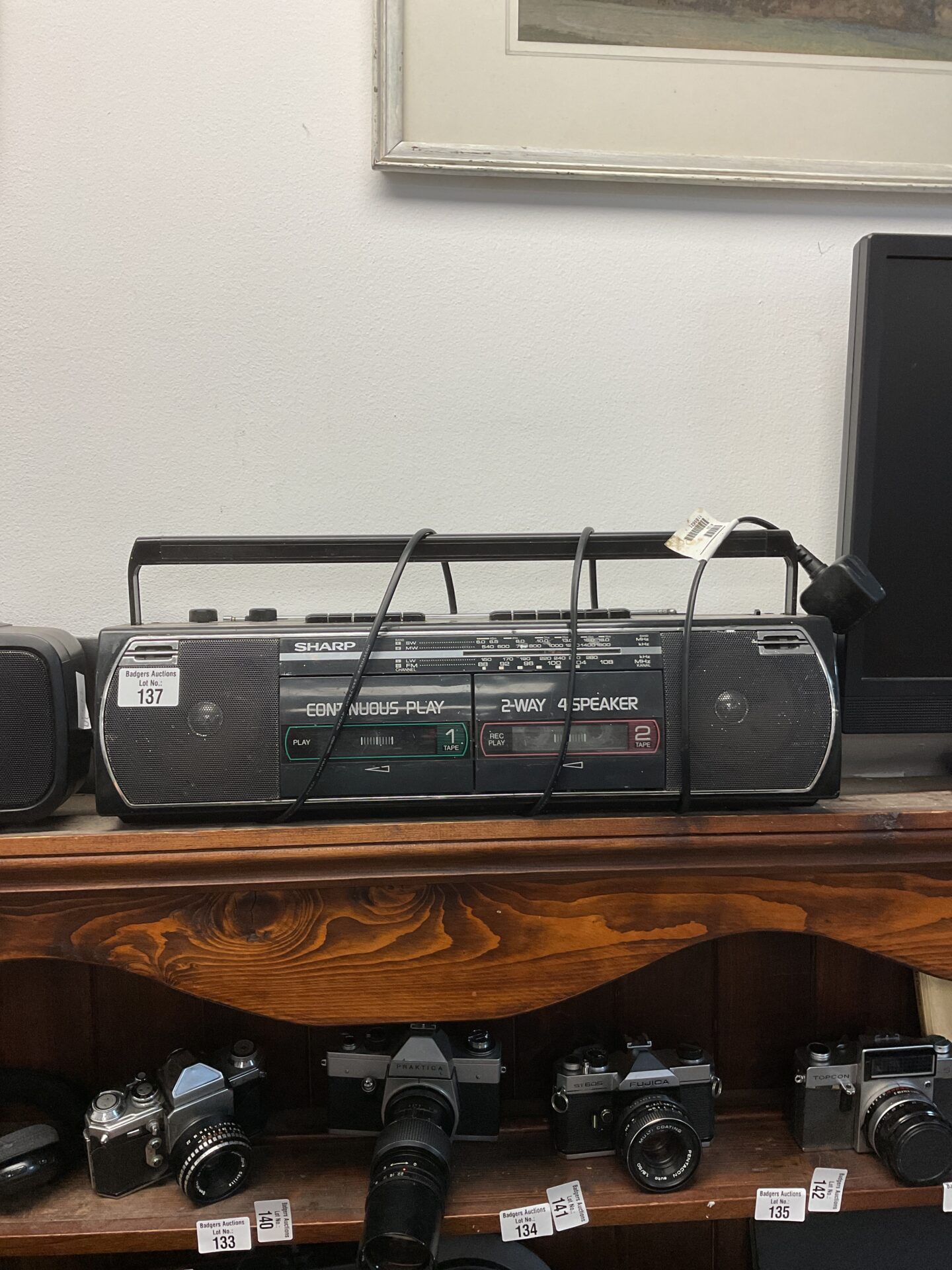 112 Sharp double cassette radio boom box