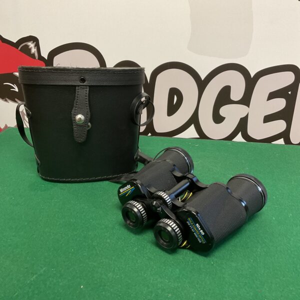 Vintage Miranda 10x50 binoculars with a carrying case.