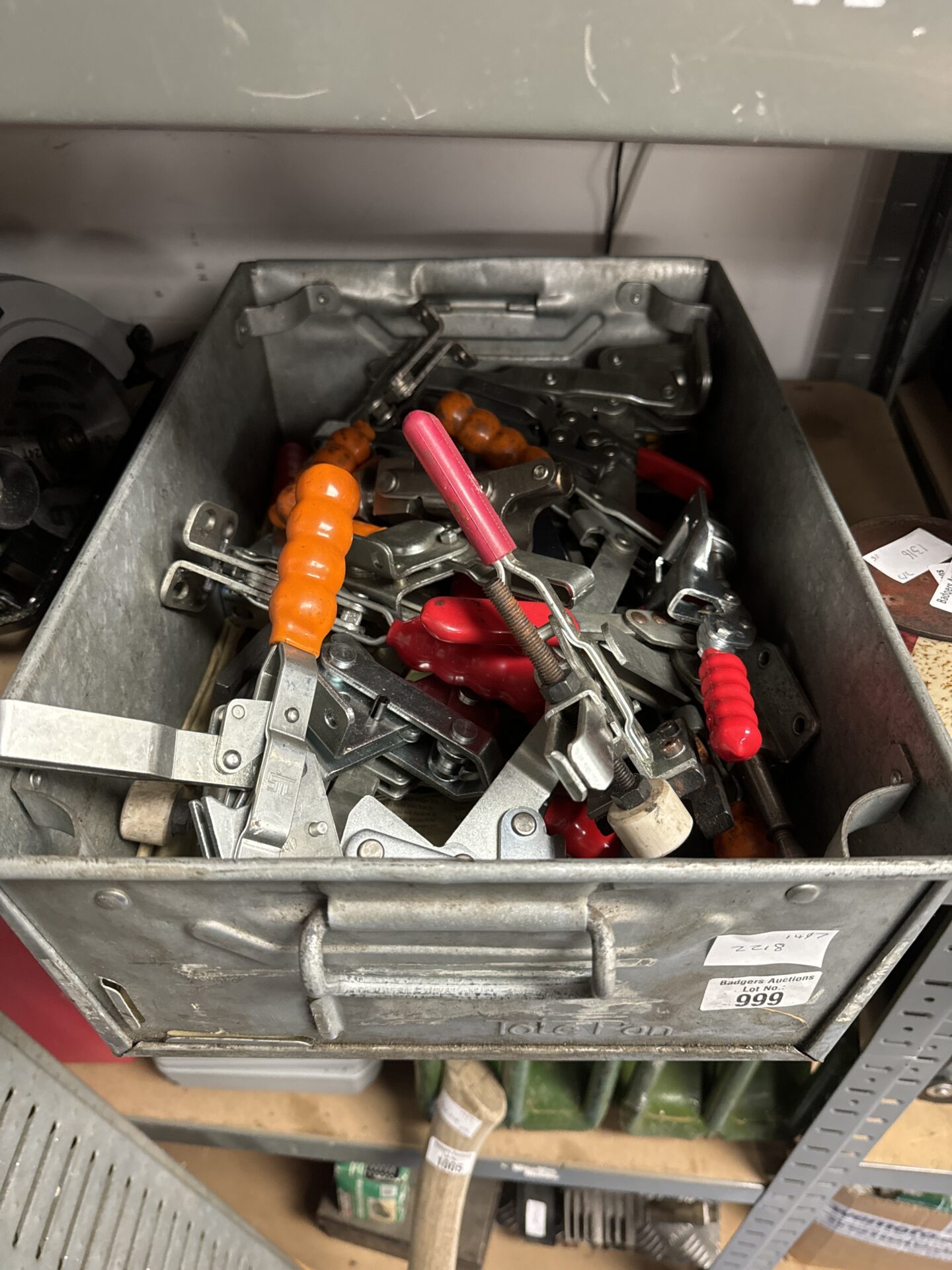 999 Tote tray of hold down clamps