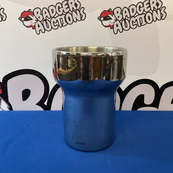 Vintage stainless steel ice bucket by Matz Borgstrom, mid century modern design.