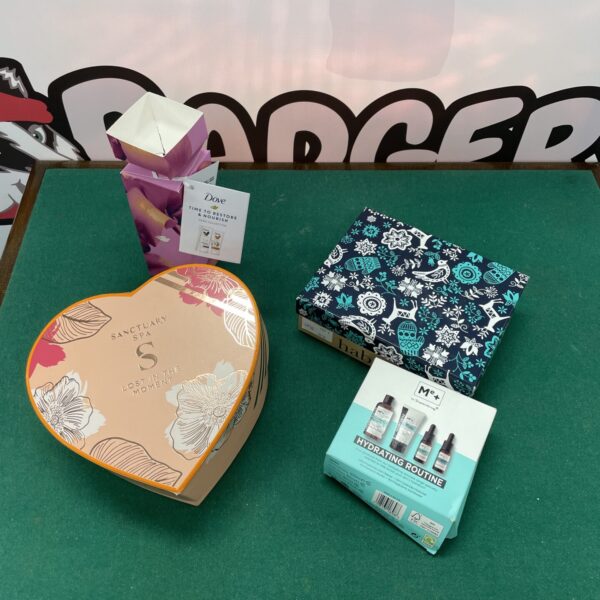 Dove and Sanctuary Spa set of hygiene products.