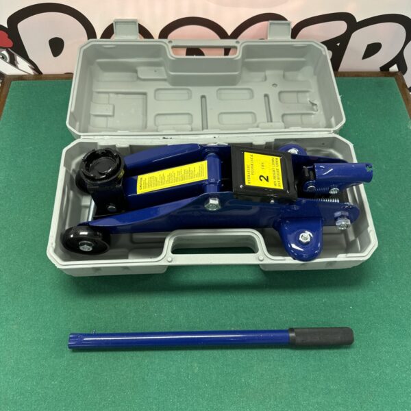 2 ton trolley jack in a carrying case, automotive lifting equipment.