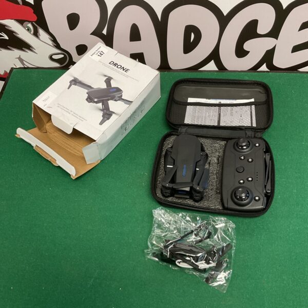 Foldable Drone E88 quadcopter with remote control and camera.
