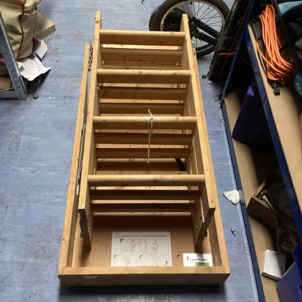 Wooden loft ladder kit for attic access.