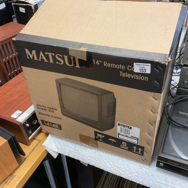 Boxed vintage Matsui 14” CRT television for collectors.