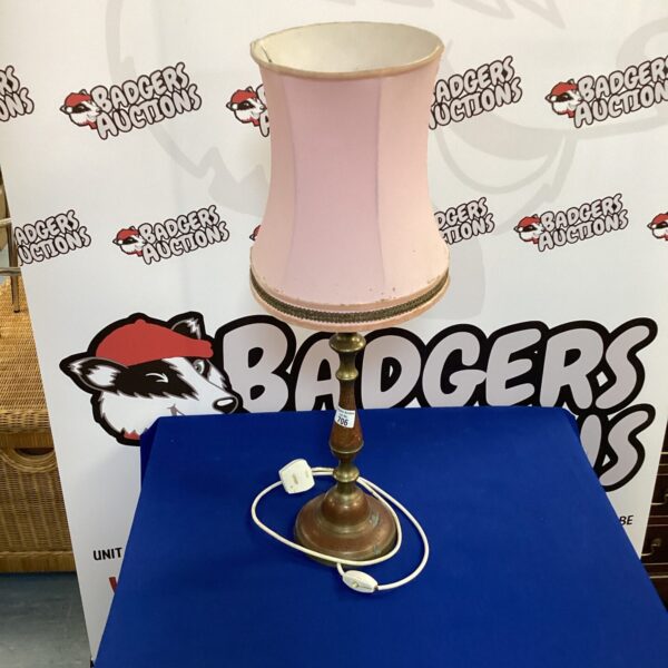 Vintage Indian brass table lamp with patterned shade.