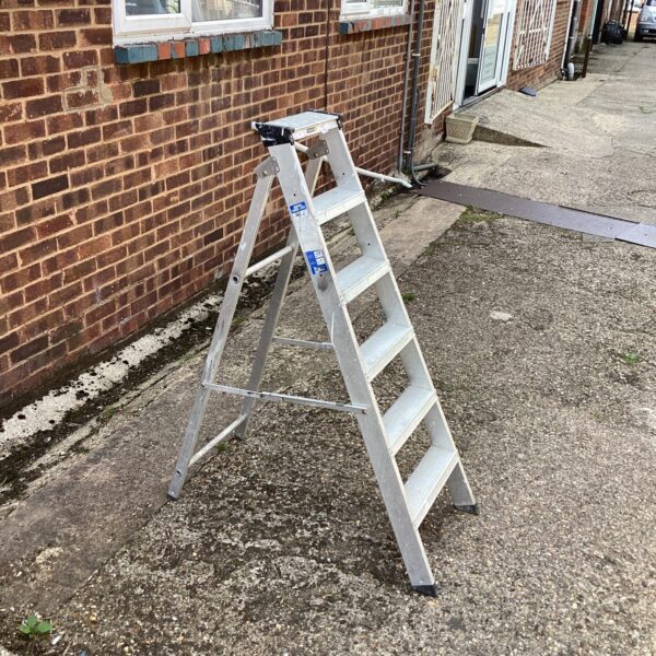 Used Youngman aluminium step ladder with three steps for DIY tasks.
