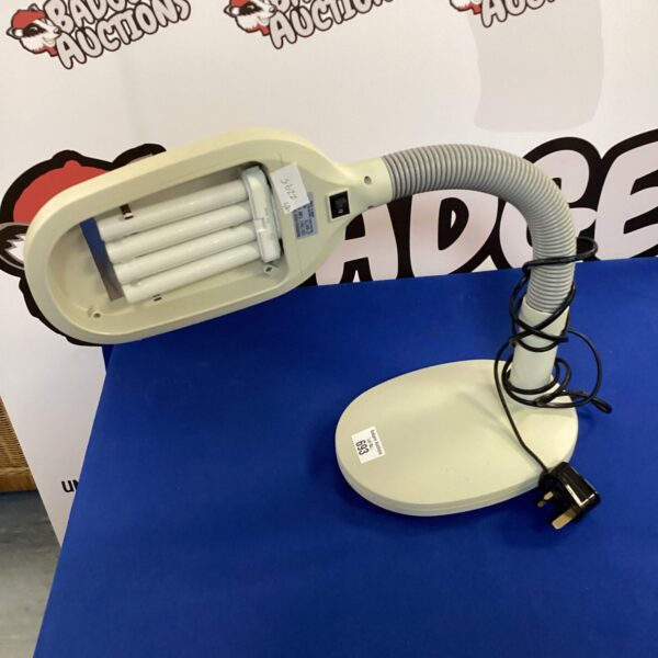 Vintage flexible daylight desk lamp for task lighting.
