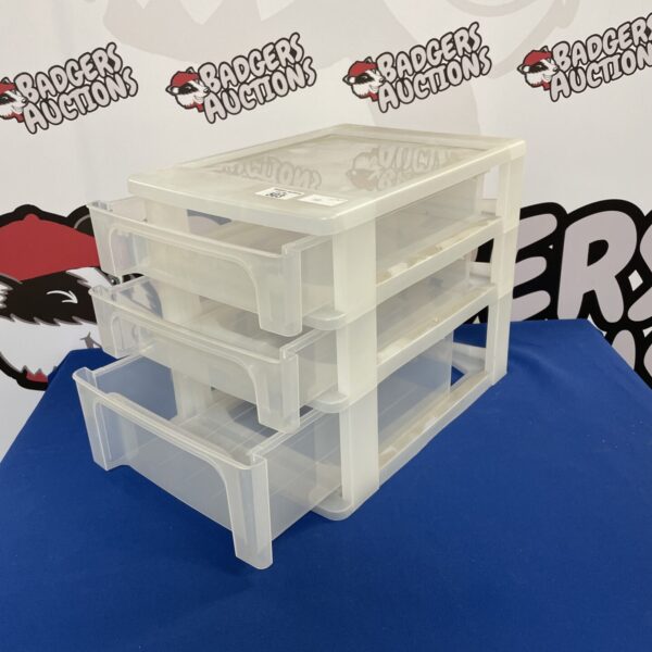 Set of plastic sorting drawers for organising small items.