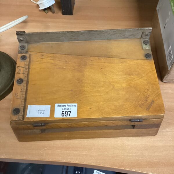 Vintage Merretts desk cutter with metal blade and base.
