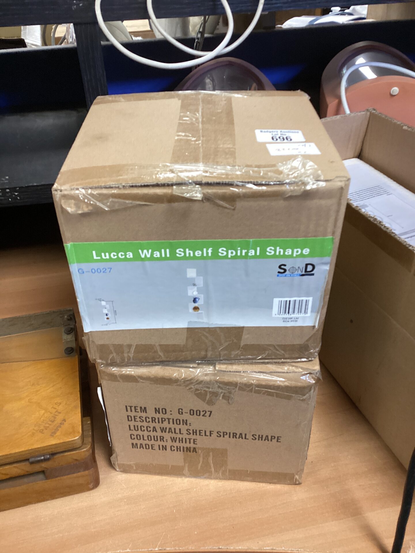 696 Two boxed lucca wall shelf spiral shape shelves