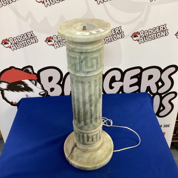 Vintage marble pillar lamp with fluted column design.