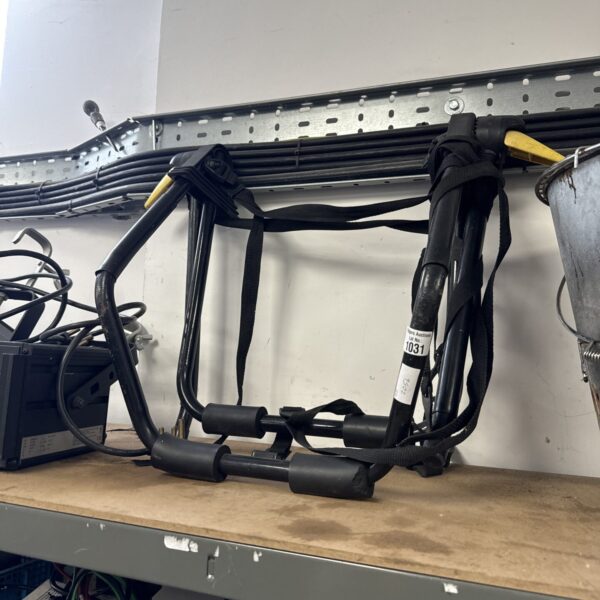 Metal cycle car rack for tow hitch bicycle transport.