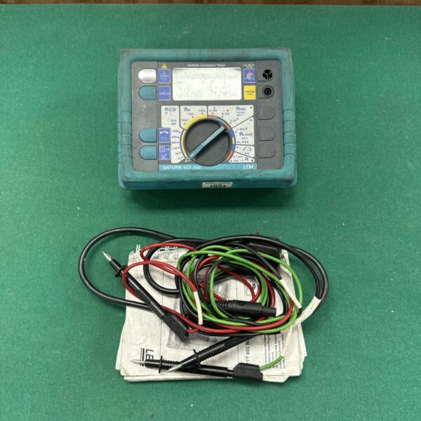 Saturn 100 Plus installation tester with leads and manual.
