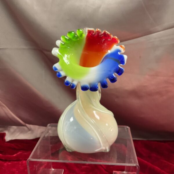 Colorful mid-century modern “Jack in the Ball Pit” glass vase.