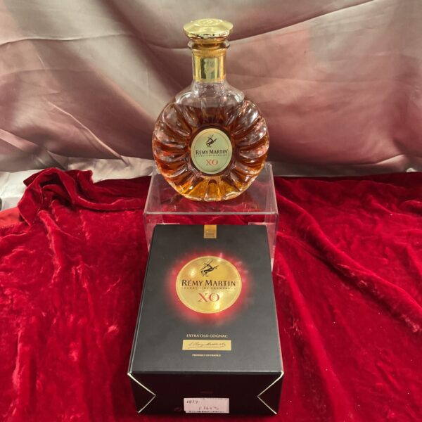 Remy Martin XO Cognac bottle, a fine champagne French brandy.