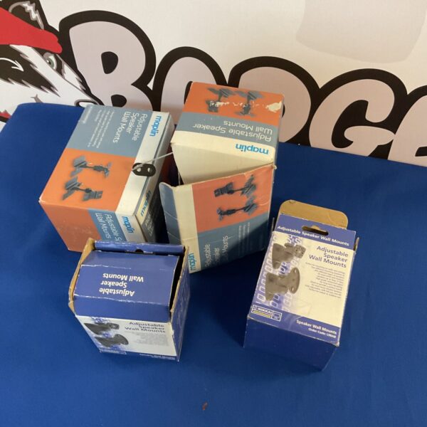 Lot of four adjustable speaker wall mounts in original packaging.