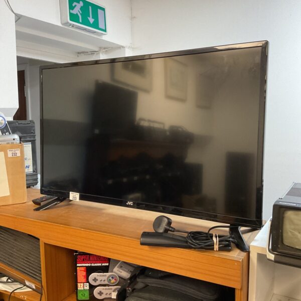 Front view of a JVC 32 inch LCD television set.