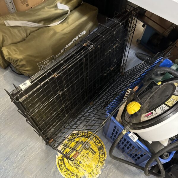 Wire folding pet crate for small animals.