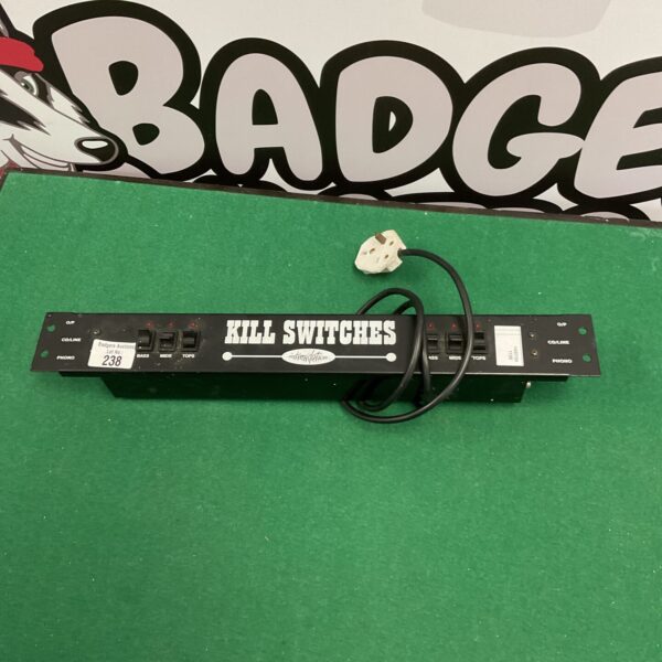 Black Intimidation rack kill switches for audio signal control.