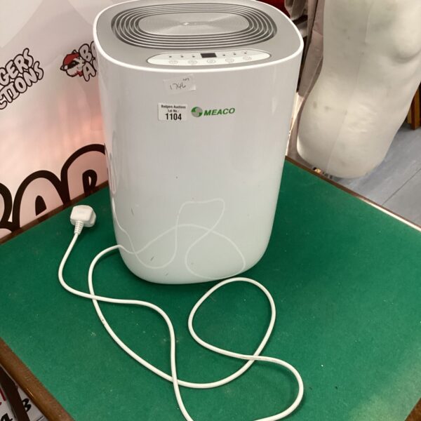 Front view of a white Meaco air purifier for clean air.