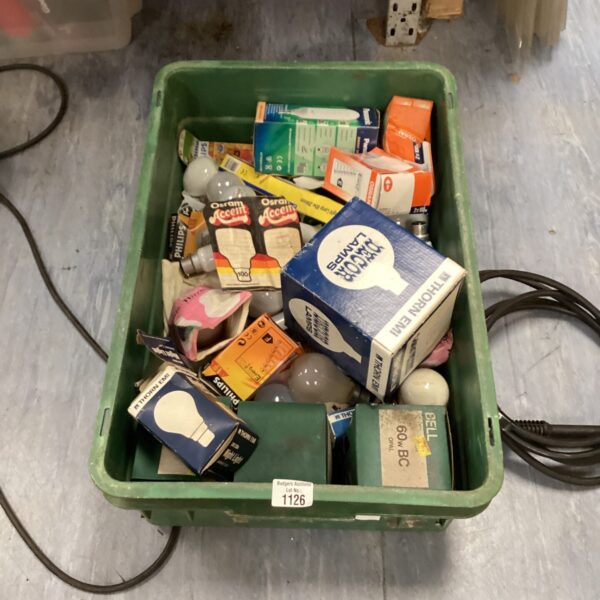 Mixed lot of vintage and assorted light bulbs in original packaging.