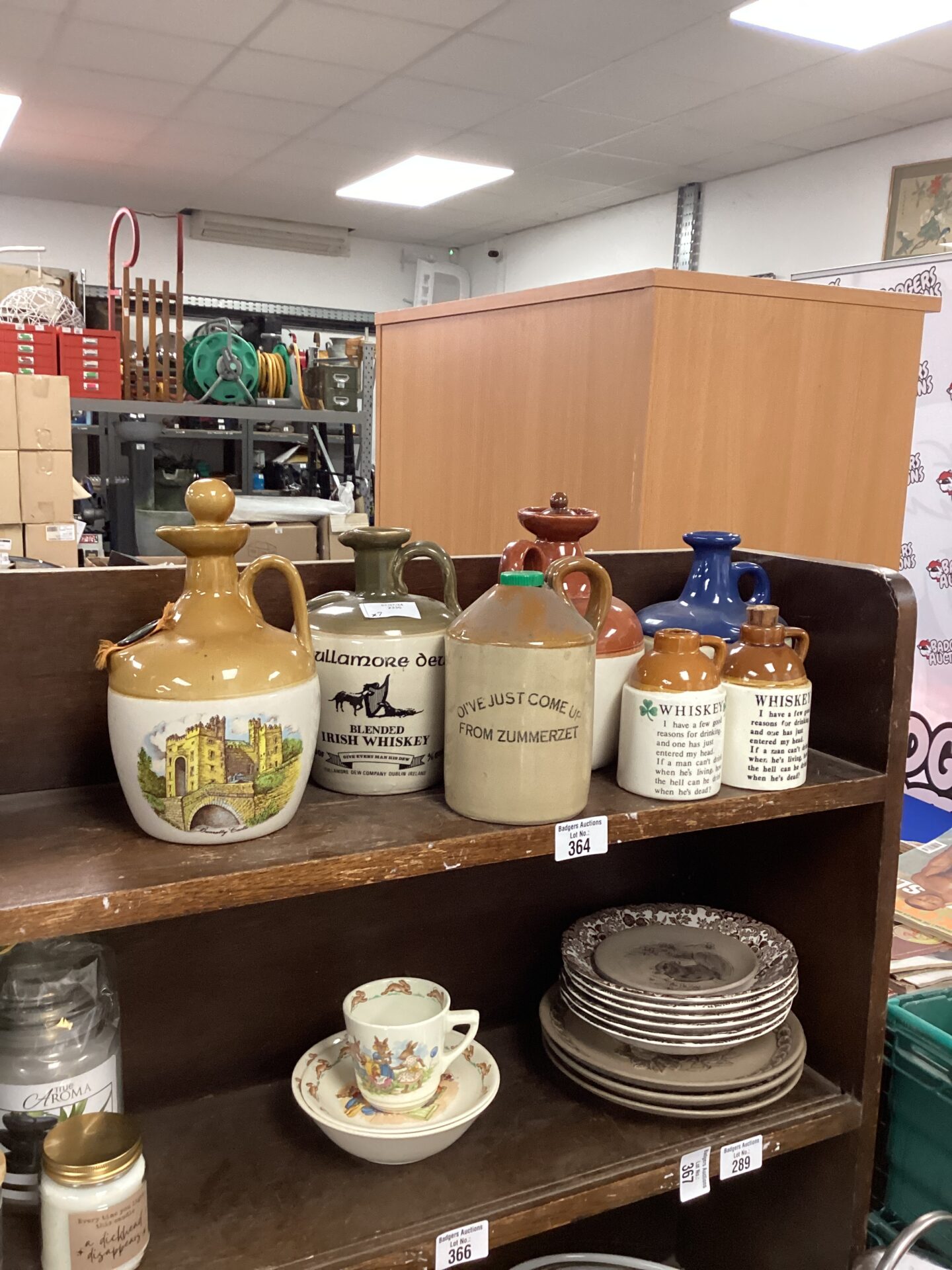 364 Quantity vintage Glazed Flagons inc Whiskey