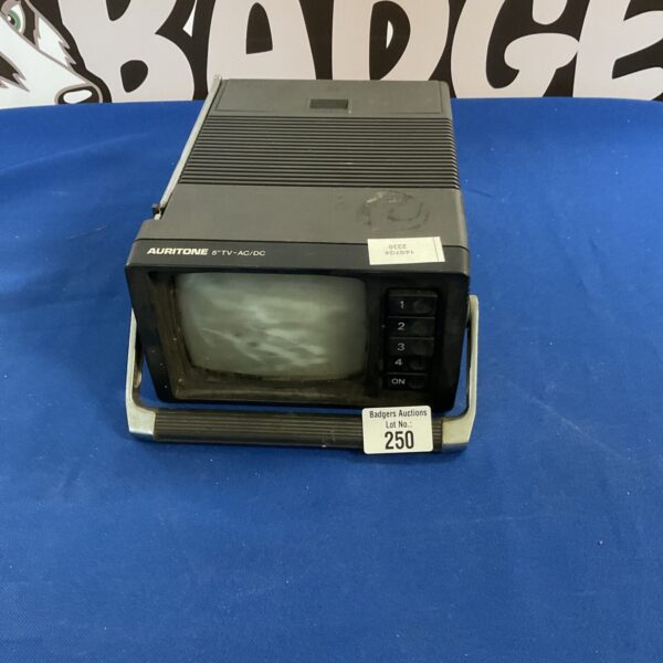 Vintage Auritone 5 inch portable television in used condition.