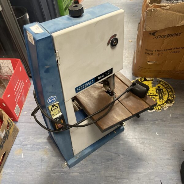 Used Scheppach Basa 1.0 bandsaw for metal cutting in a workshop.
