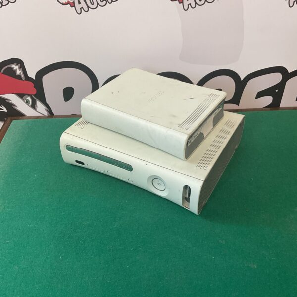 White Xbox 360 console with HD DVD player for retro gaming.