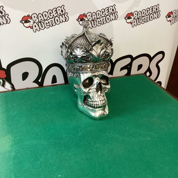 Detailed resin gothic skull for home decor and collecting.