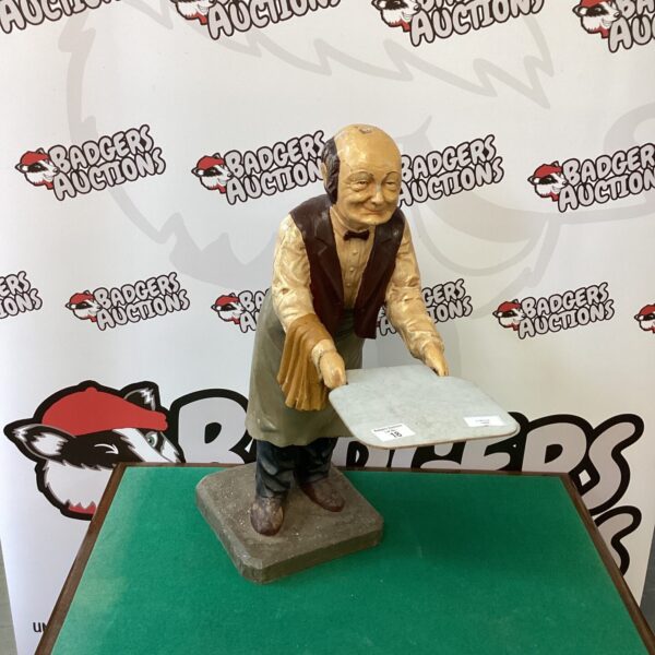 Vintage novelty dumb waiter figurine, detailed butler statue for home bar.